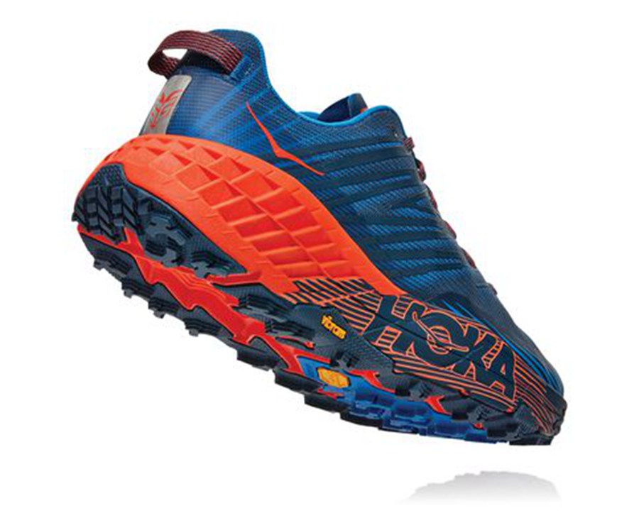 Hoka One One Mens Trail Shoes - Speedgoat 4 - Blue/Red - NVWS79021